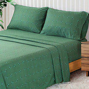 Queen Green 4PC Microfiber up‎ to Around Double Bedding Bed Sheet Set